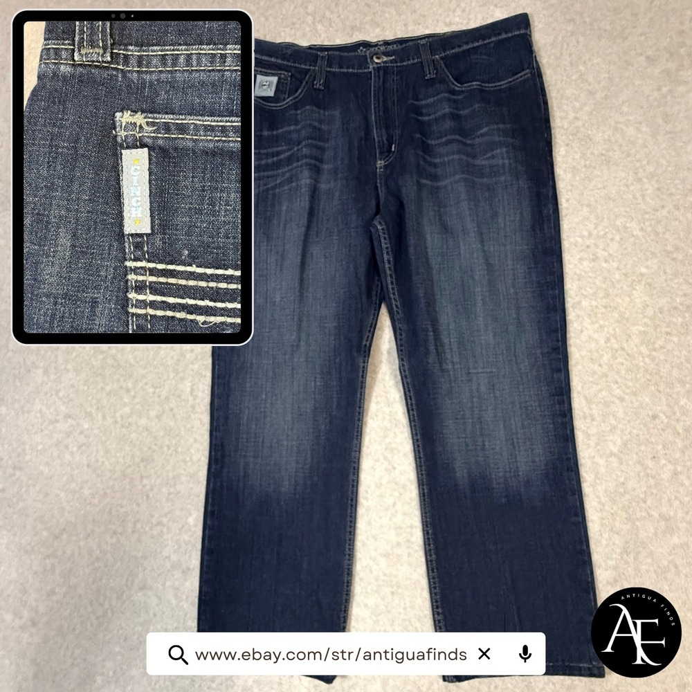 Cinch Mens Dark Wash Straight Leg Western Denim Jeans MB98034007 38x32